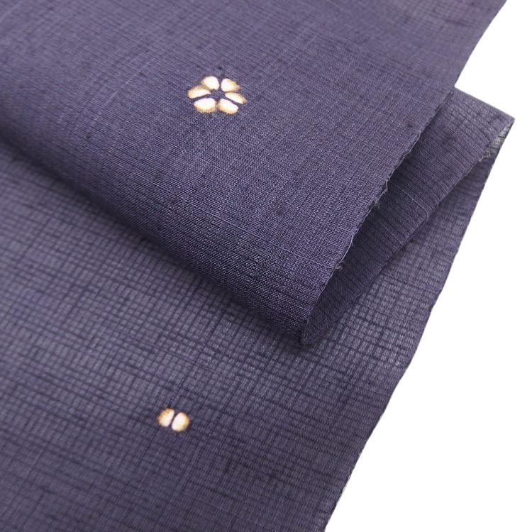＜お仕立て代込＞創柳庵（青柳）「草木染竹絞り×野々糸」 小紋着尺 濃紫鼠 夏・単衣兼用の画像