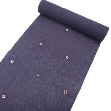 ＜お仕立て代込＞創柳庵（青柳）「草木染竹絞り×野々糸」 小紋着尺 濃紫鼠 夏・単衣兼用の画像