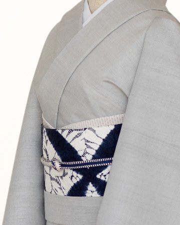 有松鳴海絞 「七宝大巻上絞り×博多織」 八寸名古屋帯 オールシーズンの帯 染め帯 濃紺＜お仕立て代込＞の画像