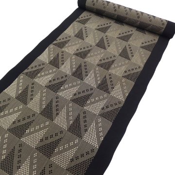 ＜お仕立て代込＞祝嶺恭子 「首里花織（首里グーシ花織）」 九寸名古屋帯 墨と焦茶の画像