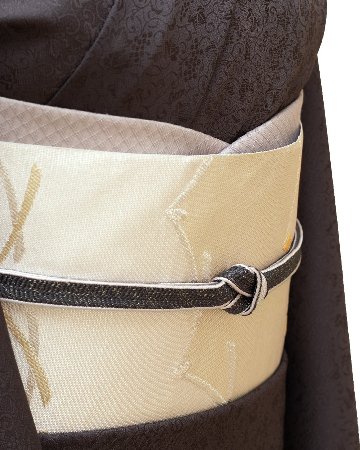 京都丹後の機屋×千成堂着物店 一点もの帯揚げ 「鱗×銀節糸」 薄灰桜色×銀＜即日発送可＞ の画像