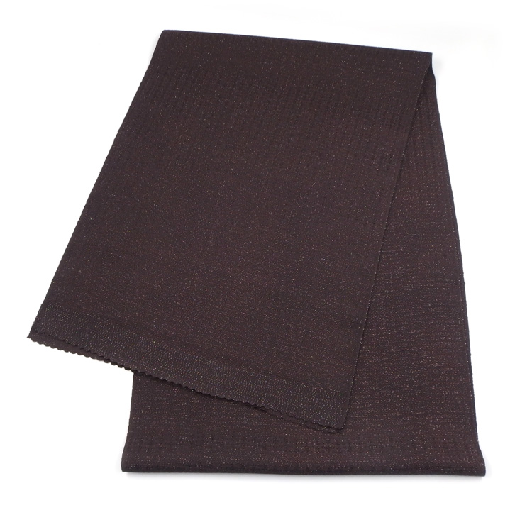 京都丹後の機屋×千成堂着物店 一点もの帯揚げ 「唐草×銀節糸」 焦げ茶×銀＜即日発送可＞ の画像