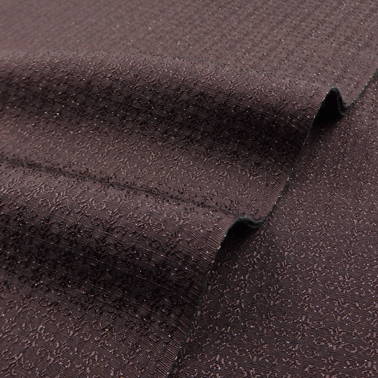 京都丹後の機屋×千成堂着物店 一点もの帯揚げ 「唐草×銀節糸」 焦げ茶×銀＜即日発送可＞ の画像