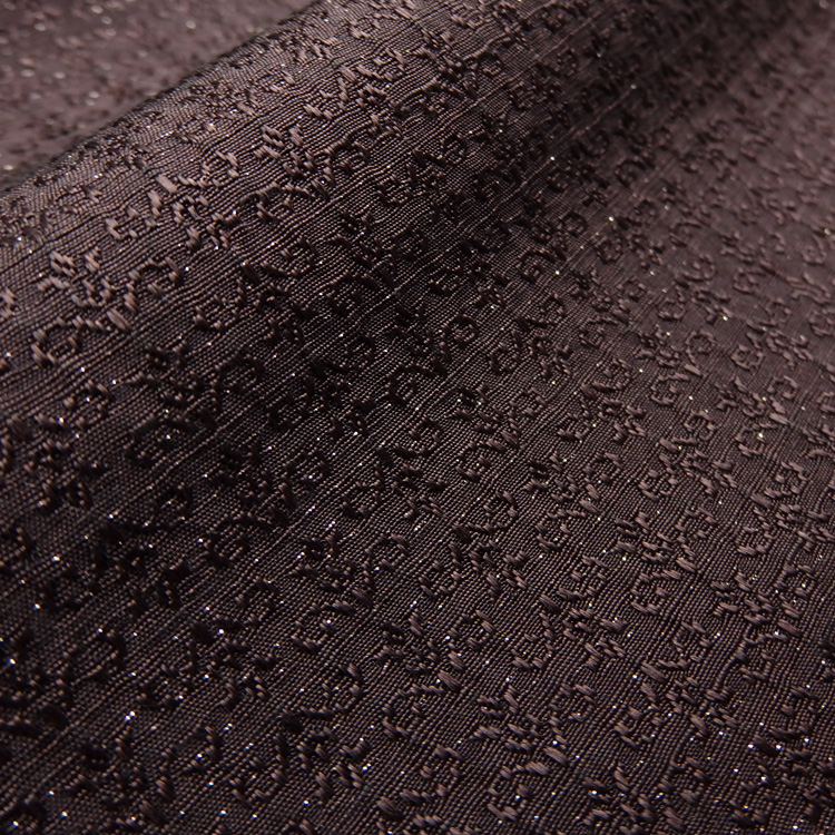 京都丹後の機屋×千成堂着物店 一点もの帯揚げ 「唐草×銀節糸」 焦げ茶×銀＜即日発送可＞ の画像