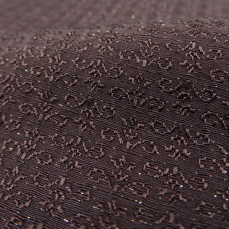 京都丹後の機屋×千成堂着物店 一点もの帯揚げ 「唐草×銀節糸」 焦げ茶×銀＜即日発送可＞ の画像