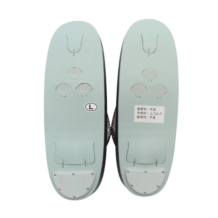 千成堂着物店 「総本革の洒落草履」 Lサイズ 墨色(濃い黒系のグレー)＜即日発送可＞の画像