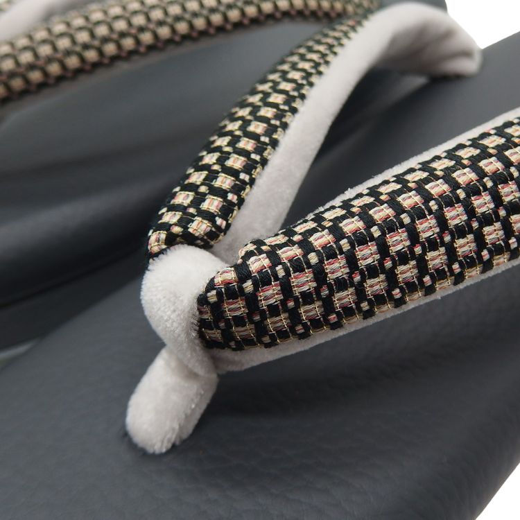 千成堂着物店 「総本革の洒落草履」 Lサイズ 墨色(濃い黒系のグレー)＜即日発送可＞の画像