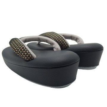 千成堂着物店 「総本革の洒落草履」 Lサイズ 墨色(濃い黒系のグレー)＜即日発送可＞の画像