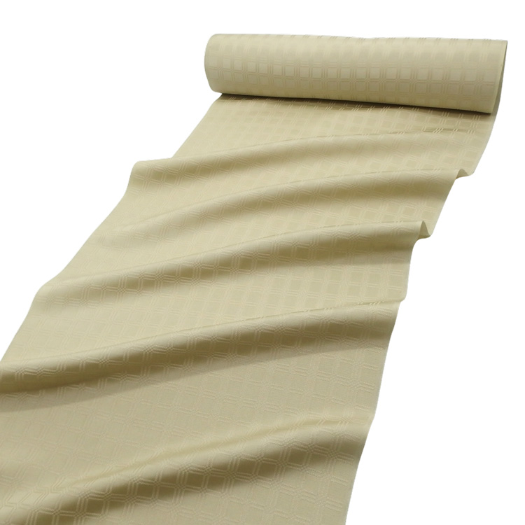 ＜お仕立て代込＞京都丹後の機屋×千成堂着物店 「野蚕白着尺 吉野格子文」 灰黄緑 グレーみの黄緑系（色無地）の画像