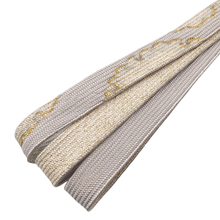 渡敬 帯締め 高麗片胴雪輪撚房 薄梅鼠・金糸＜即日発送可＞の画像