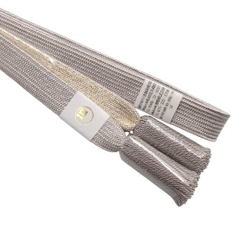 渡敬 帯締め 高麗片胴雪輪撚房 薄梅鼠・金糸＜即日発送可＞の画像