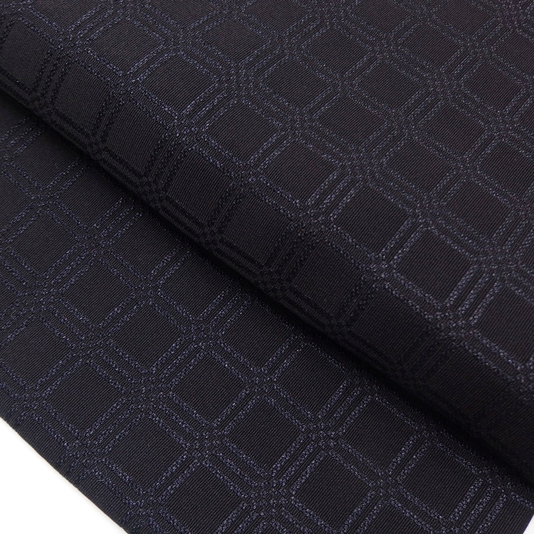 京都丹後の機屋×千成堂着物店 「野蚕白着尺 吉野格子文」道行コート（撥水加工済み）黒紫色 ＜即日発送可＞の画像