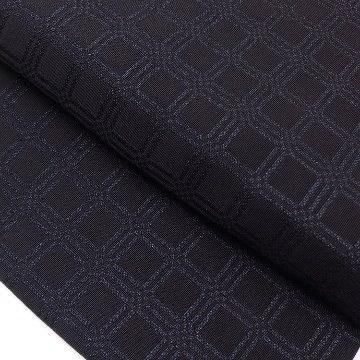 京都丹後の機屋×千成堂着物店 「野蚕白着尺 吉野格子文」道行コート（撥水加工済み）黒紫色 ＜即日発送可＞の画像