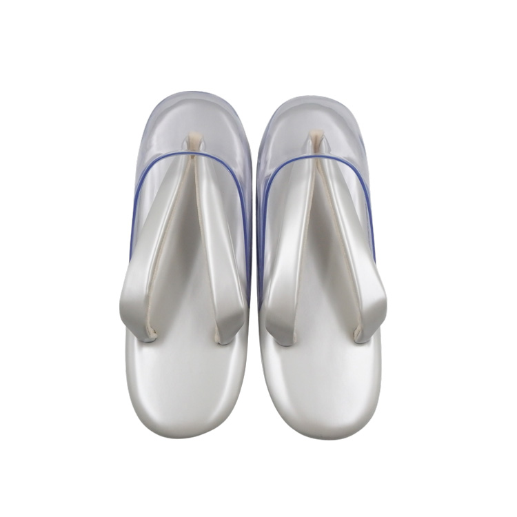 衿秀 雨草履 エナメル Mサイズ 白梅鼠の画像