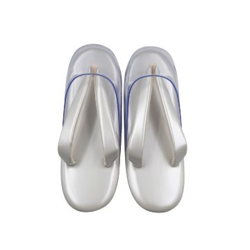 衿秀 雨草履 エナメル Lサイズ 白梅鼠の画像