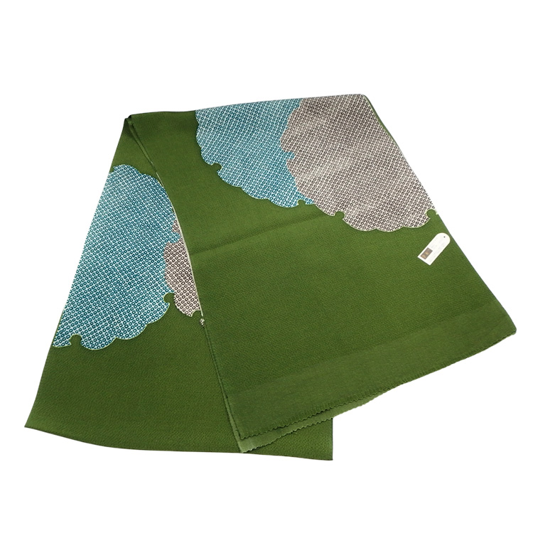 衿秀 帯揚げ 雪輪 縮緬 松葉色  ＜即日発送可＞の画像