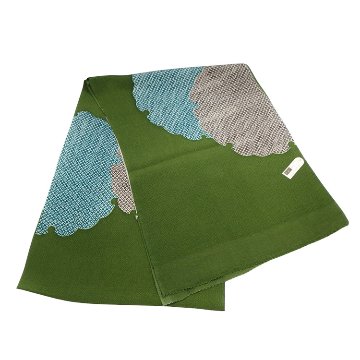 衿秀 帯揚げ 雪輪 縮緬 松葉色  ＜即日発送可＞の画像