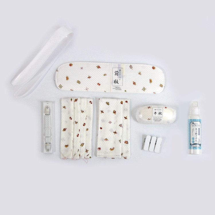 【袷・単衣用】おすすめ着付け小物14点セット（大原商店 宝尽くし・コーリンベルト等）+ 購入特典「洗う絹子さん(長襦袢用洗剤)」プレゼント・送料無料の画像