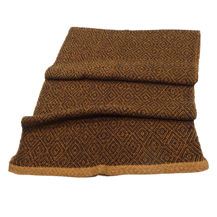 Kameli apartment（カメリ アパートメント）「茶×紺」手織り大判ストール（ショール）リネン×ウール＜即日発送可＞の画像