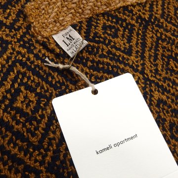 Kameli apartment（カメリ アパートメント）「茶×紺」手織り大判ストール（ショール）リネン×ウール＜即日発送可＞の画像