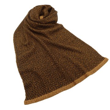 Kameli apartment（カメリ アパートメント）「茶×紺」手織り大判ストール（ショール）リネン×ウール＜即日発送可＞の画像