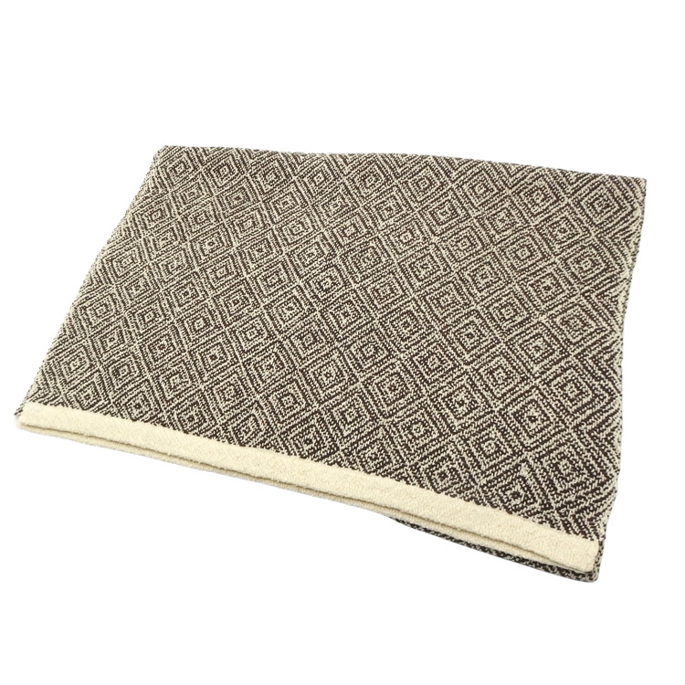 Kameli apartment（カメリ アパートメント）「エクリュ（生成）×焦げ茶」手織り大判ストール（ショール）リネン×ウール＜即日発送可＞の画像