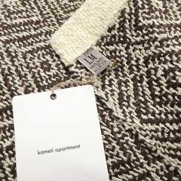 Kameli apartment（カメリ アパートメント）「エクリュ（生成）×焦げ茶」手織り大判ストール（ショール）リネン×ウール＜即日発送可＞の画像