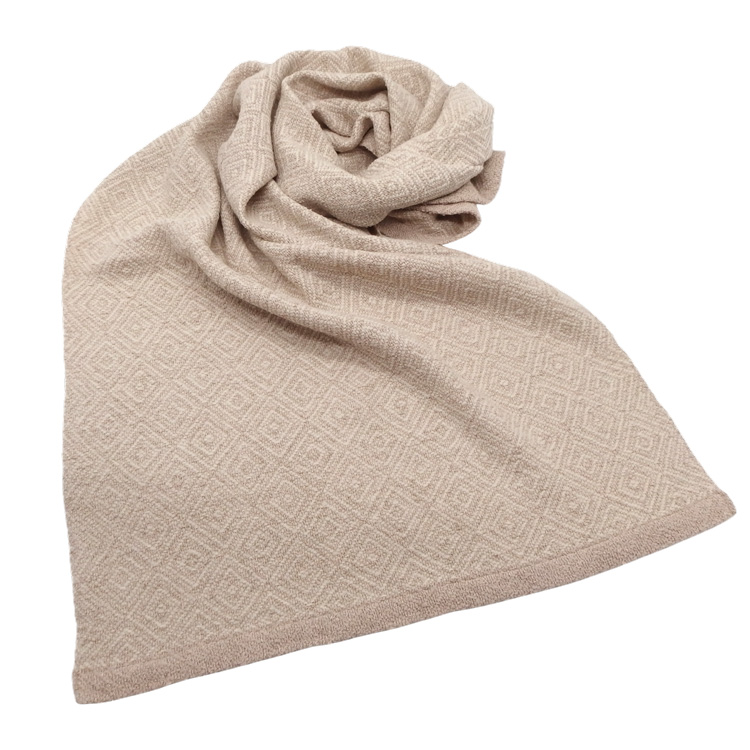 Kameli apartment（カメリ アパートメント）「白茶×エクリュ（生成）」手織り大判ストール（ショール）リネン×ウール＜即日発送可＞の画像