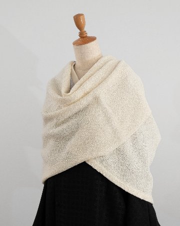 Kameli apartment（カメリ アパートメント）「エクリュ（生成）」手織り大判ストール（ショール）リネン×ウール＜即日発送可＞の画像