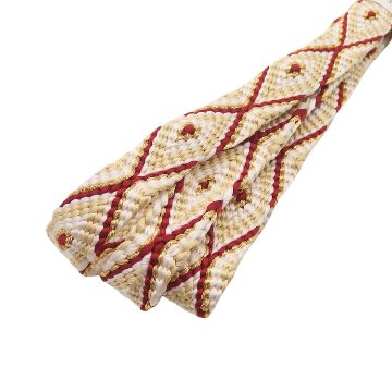 千成堂着物店 帯締め 「手組唐組・切房 別注」 白よごしに紅（深い赤系）と白茶・金糸＜即日発送可＞の画像