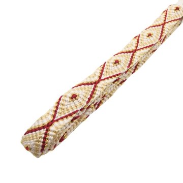 千成堂着物店 帯締め 「手組唐組・切房 別注」 白よごしに紅（深い赤系）と白茶・金糸＜即日発送可＞の画像