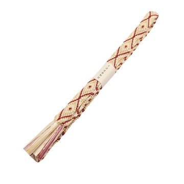 千成堂着物店 帯締め 「手組唐組・切房 別注」 白よごしに紅（深い赤系）と白茶・金糸＜即日発送可＞の画像