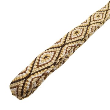 千成堂着物店 帯締め 「手組唐組・切房 別注」 生成・白よごしに濃茶・金糸＜即日発送可＞の画像