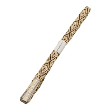 千成堂着物店 帯締め 「手組唐組・切房 別注」 生成・白よごしに濃茶・金糸＜即日発送可＞の画像