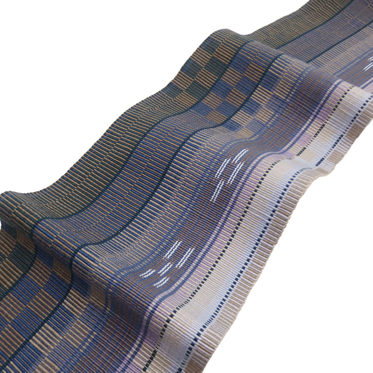 ＜お仕立て代込＞鈴木美緒「草木染・八重山ミンサー」 灰紫に江戸鼠の画像