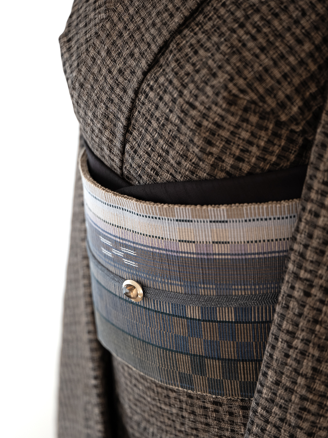 ＜お仕立て代込＞鈴木美緒「草木染・八重山ミンサー」 灰紫に江戸鼠の画像