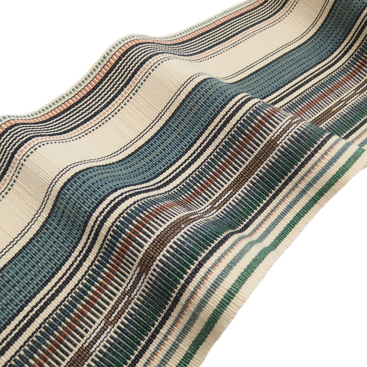 ＜お仕立て代込＞鈴木美緒「草木染・八重山ミンサー」 生成に白茶と緑の画像