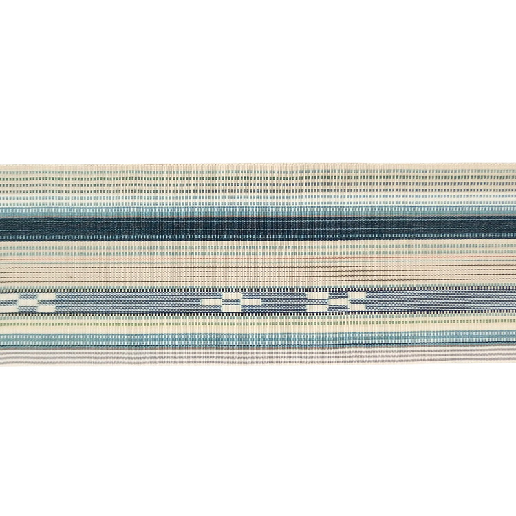 ＜お仕立て代込＞鈴木美緒「草木染・八重山ミンサー」半幅帯 白よごし・高麗納戸と薄藍の画像