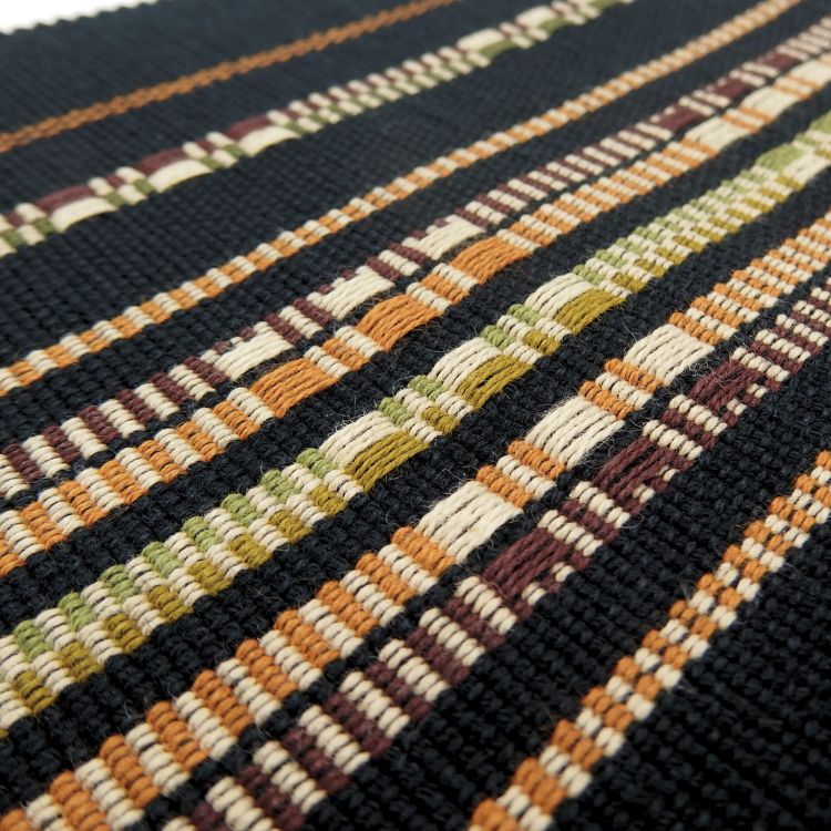  ＜お仕立て代込＞大城一夫 （大城廣四郎織物工房）「道屯織」半幅帯 黒に茶（オレンジみの茶）の画像