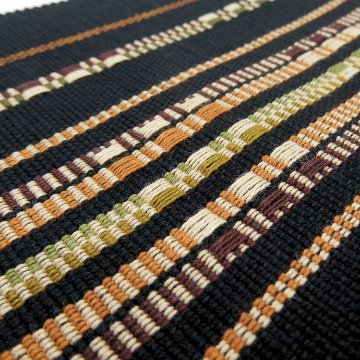  ＜お仕立て代込＞大城一夫 （大城廣四郎織物工房）「道屯織」半幅帯 黒に茶（オレンジみの茶）の画像