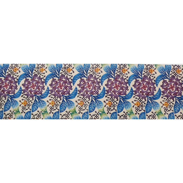 ＜お仕立て代込＞城間栄順（城間びんがた工房）×手織真綿帯（織田工房）「花車」灰紫 本場琉球紅型 八寸名古屋帯 染め帯の画像