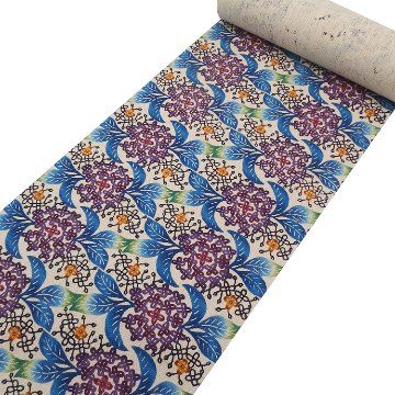 ＜お仕立て代込＞城間栄順（城間びんがた工房）×手織真綿帯（織田工房）「花車」灰紫 本場琉球紅型 八寸名古屋帯 染め帯の画像