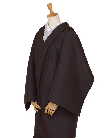 <お仕立て代込>濱紬×千成堂着物店 「網織紬（ひげ紬）一等品」 羽尺（コート地） 紫墨色の画像