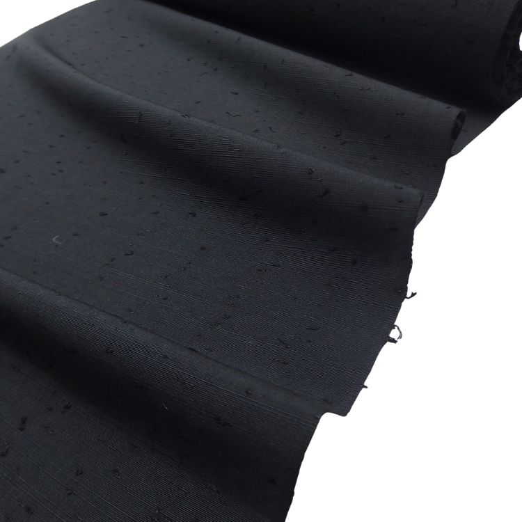 <お仕立て代込>濱紬×千成堂着物店 「網織紬（ひげ紬）一等品」 羽尺（コート地） 墨色の画像