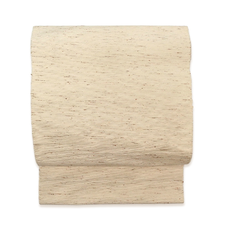 お仕立て代込＞紅花の里工房 「ぜんまい八寸帯」 八寸名古屋帯 生成色