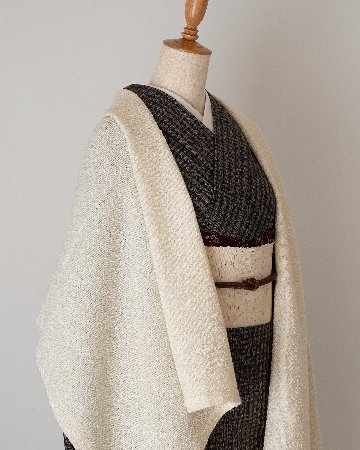 ＜お仕立て代込＞紅花の里工房 「ぜんまい八寸帯」 八寸名古屋帯 生成色の画像