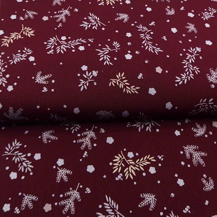 和小物さくら 帯揚げ 友禅三枚型 松竹梅散らし 葡萄色＜即日発送可＞の画像