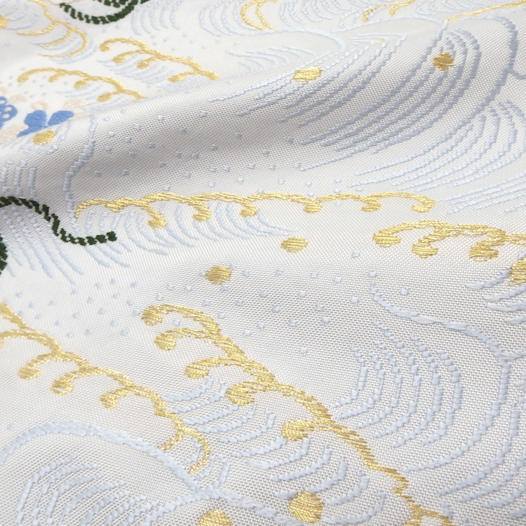 お仕立て代込＞勝山さと子 「流水花束紋」 九寸名古屋帯 桜草木