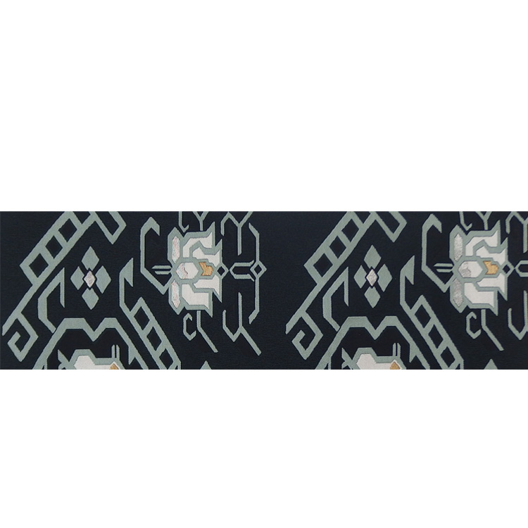 ＜リユースとヴィンテージ＞服部織物 洒落袋帯 「有栖川文様」 墨黒×灰白緑＜即日発送可＞の画像