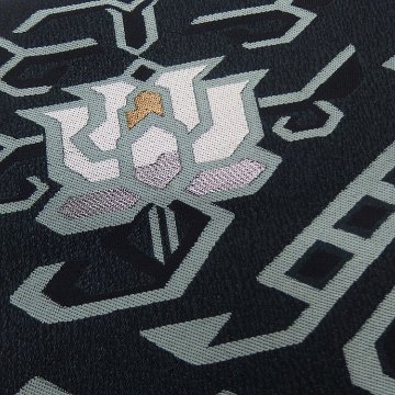 ＜リユースとヴィンテージ＞服部織物 洒落袋帯 「有栖川文様」 墨黒×灰白緑＜即日発送可＞の画像